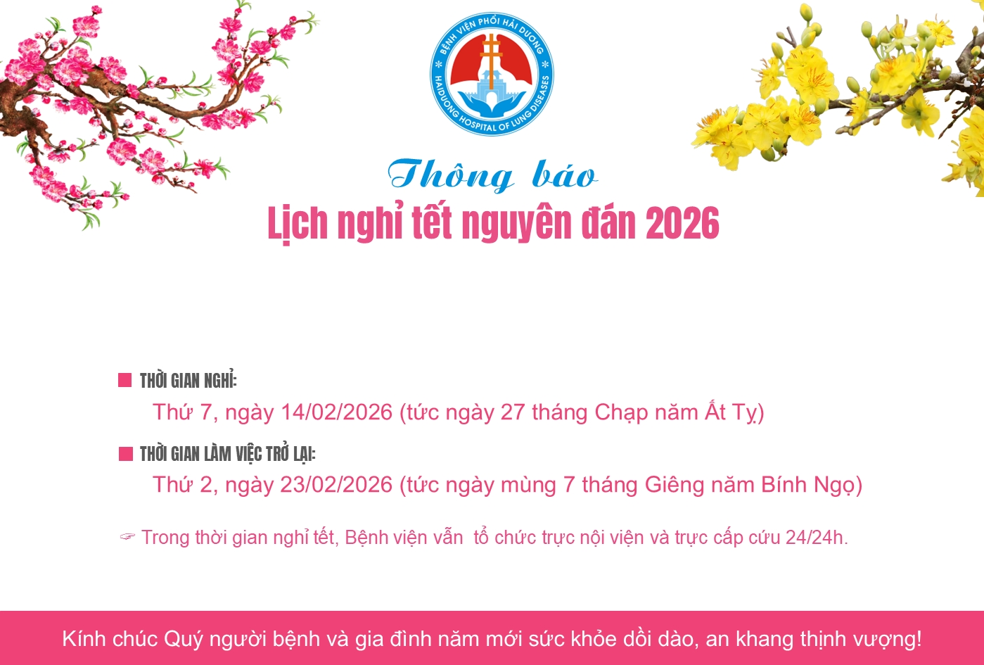 Bệnh viện Phổi Hải Dương Chúc Mừng Năm Mới Xuân Bính Ngọ 2026